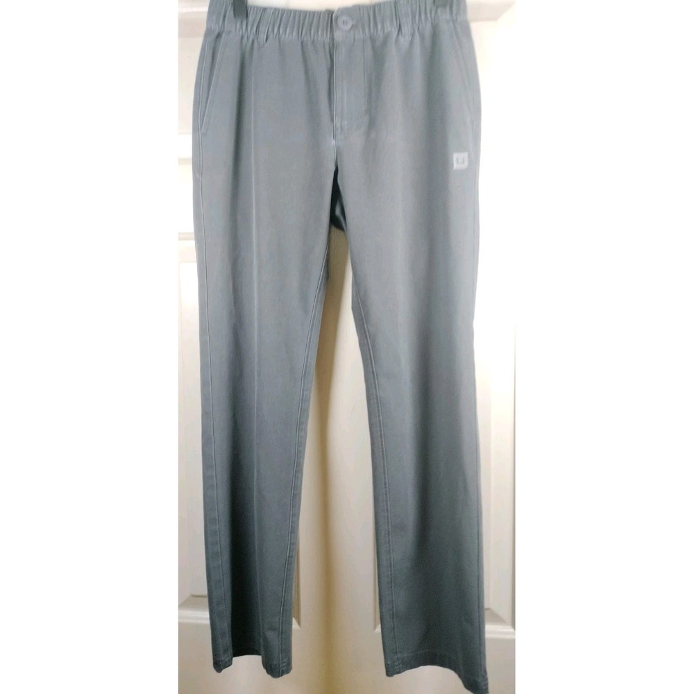 Huk Next Level Fishing Pants Boys Youth Large‎ YL Gray Elastic Waist Stretch Sun
